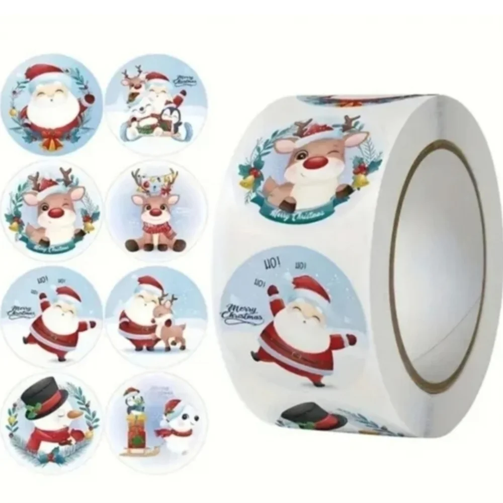 500 Pieces Roll Christmas Sealing Sticker
